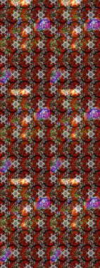 Şirin çiçekli eskiz deseni ve kahverengi, kırmızı ve gri renkli yapraklar, suluboya çiçek deseni, duvar kağıdı, kart veya kumaş için fayanslı. Raster illüstrasyonu.