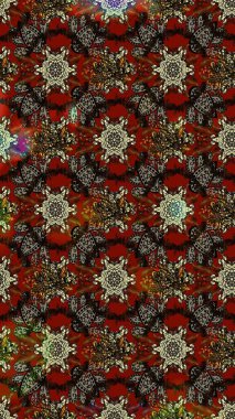 Çiçekli çiçek deseni, suluboya. Düz Çiçek Elementleri Tasarım Raster illüstrasyonu. Kahverengi, kırmızı ve gri renkte çiçekler. Renkli Bahar Teması çizim kalıbı.