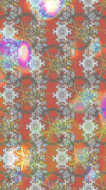 Güzel, parlak, pürüzsüz kumaş, tuval. Desen, çizim, çiçek sınırı. Çiçek çelengi. Raster illüstrasyonu. Kıvırcık, parlak örgü. Klasik eski arkaplan.