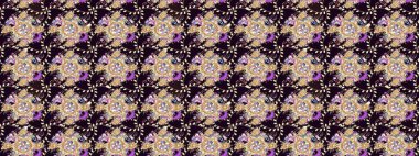 Siyah renkli çiçekler. Raster illüstrasyonunda çiçek deseni çizimi.