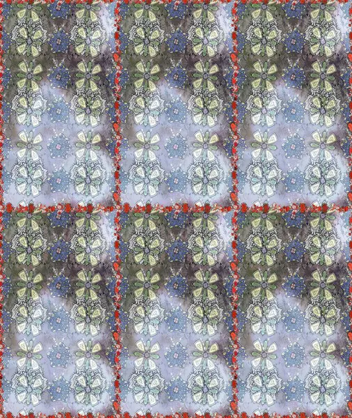 Sorunsuz vintage. Düz çiçek öğeleri tasarım. Raster şirin kumaş deseni. Bahar Tema Dikişsiz desen arka plan rengi.