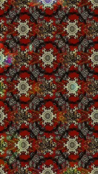 Çiçekli çiçek deseni, suluboya. Düz Çiçek Elementleri Tasarım Raster illüstrasyonu. Kahverengi, kırmızı ve gri renkte çiçekler. Renkli Bahar Teması çizim kalıbı.