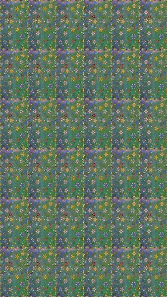 Raster. Güzel suluboya çiçekler, parlak resimler ilham verici yeşil ve mavi çiçek desenli kusursuz arka plan..