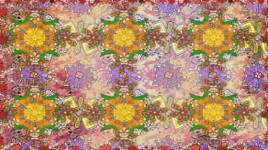 Kumaş, tekstil, duvar kağıdı baskısı için. Raster. Eski usul. Kusursuz bir geçmişi var. Raster illüstrasyonu. Tomurcukları çiçekli sevimli çiçek deseni..