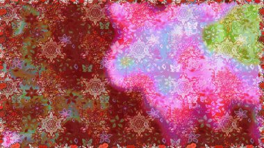 Kırmızı ve pembe renkte çiçekler. Şirin çiçek elementleri. Raster illüstrasyonu. Kusursuz..