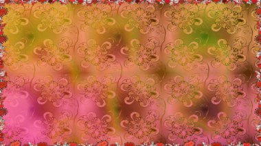 Turuncu ve kahverengi renklerde etnik çiçeklerle kusursuz bir desen. Raster Çiçek İllüstrasyonu güzel tekstil..