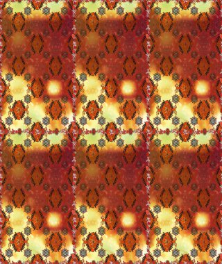 Kahverengi ve turuncu renkli şirin çiçekler. Moda baskısı, albüm, ambalaj kağıdı ve duvar kağıdı için zarif dekoratif süslemeler. Raster illüstrasyonu. Küçük çiçekli basit, pürüzsüz desen..