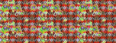 Gri, kırmızı ve kahverengi renkli Asya tekstili. Suluboya çiçekli çiçek deseni. Raster illüstrasyonu.