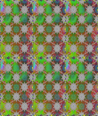 Yumuşak, yeşil ve kahverengi renklerde bahar çiçekleri. Çiçek ve yapraklı karalama şeklinde Raster çiçek deseni. Raster illüstrasyonu.