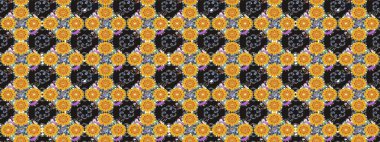 Raster illüstrasyonu. Çiçek desenli çizim. Gri renkli çiçekler. Renkli Bahar Teması eskiz kalıbı. Asya tekstil tarzında. Düz Çiçek Elementleri Tasarımı.