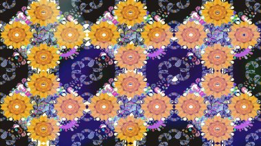 Raster illüstrasyonundaki çiçek desenli çizim. Mavi renkte çiçekler.
