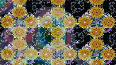 Raster illüstrasyonu. Tarafsız renklerde çiçekler. Çiçek süslemeli çizim deseni.
