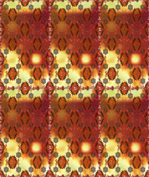 Kahverengi ve turuncu renkli şirin çiçekler. Moda baskısı, albüm, ambalaj kağıdı ve duvar kağıdı için zarif dekoratif süslemeler. Raster illüstrasyonu. Küçük çiçekli basit, pürüzsüz desen..