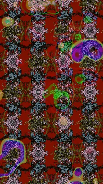 Çiçekler, dallar, bitkiler ve çiçekler. Güzel kumaş deseni. Raster illüstrasyonu. El çizimi.