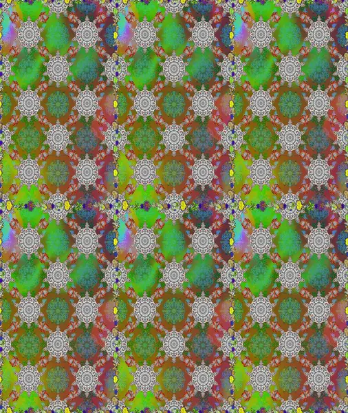 Yumuşak, yeşil ve kahverengi renklerde bahar çiçekleri. Çiçek ve yapraklı karalama şeklinde Raster çiçek deseni. Raster illüstrasyonu.