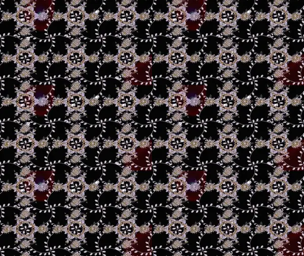 Raster Güzel kumaş deseni. Raster suluboya çiçek deseni, narin çiçekler, siyah, nötr ve kahverengi çiçekler, tebrik kartı şablonu.