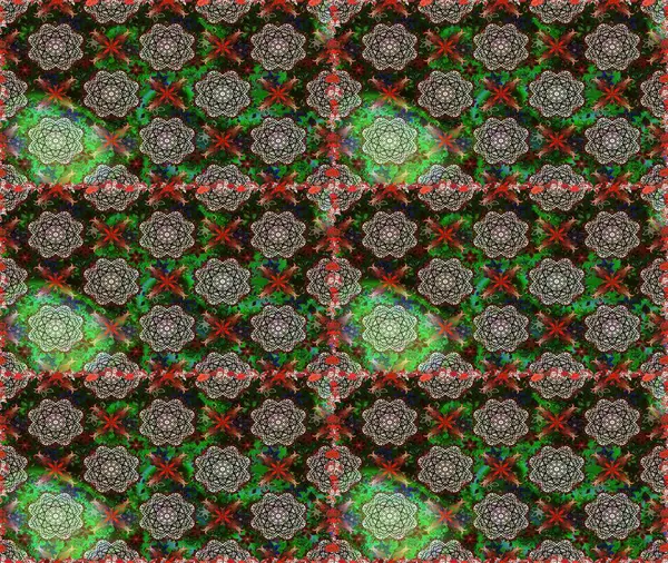 Düz Çiçek Elementleri Tasarımı. Renkli Bahar Temalı Kusursuz Arkaplan. Kusursuz çiçek deseni. Asya tekstil tarzında. Raster illüstrasyonu. Gri ve yeşil renkte çiçekler.