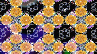 Güzel kumaş deseni. Doodle çiçekler ve dalları, otlar ve çiçekler. Raster Illustration. El çizilmiş.