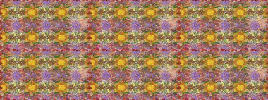 Raster illüstrasyonu. Kusursuz çiçek deseni duvar kâğıdı olarak kullanılabilir. Kahverengi ve nötr renkte çiçekler.