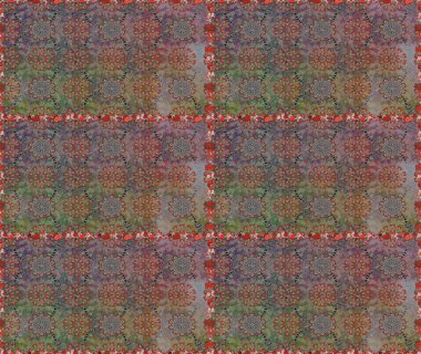 Güzel, parlak, pürüzsüz kumaş, tuval. Raster illüstrasyonu. Çiçek çelengi. Kıvırcık, parlak örgü. Eski moda arka plan. Şablon, pürüzsüz, çiçekli kenar..