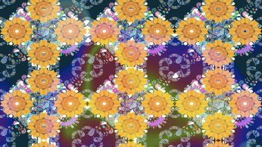 Robot resim. Küçük çiçekte güzel bir desen. Motley illüstrasyonu. Moda baskıları için zarif bir şablon. Küçük renkli çiçekler. Çiçekli yaz çiçekleri.