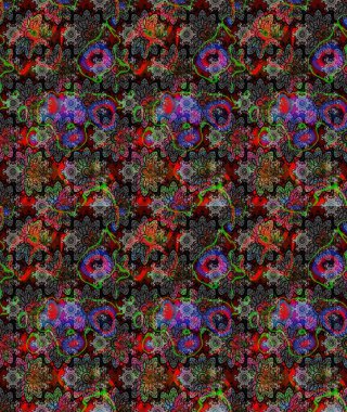 Düz Çiçek Elementleri Tasarımı. Süslü kumaş deseni. Raster illüstrasyonundaki çiçek desenli çizim. Renkli Bahar Teması çizim şablonu.