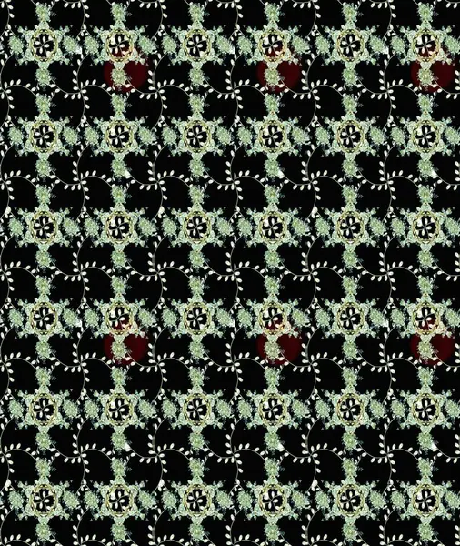 El çizimi. Çiçekler, dallar, bitkiler ve çiçekler. Raster illüstrasyonu. Güzel kumaş deseni.