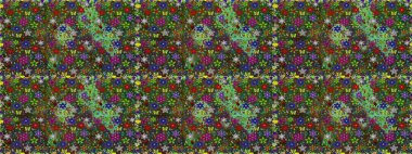 Tekstil için dikişsiz suluboya desen. Şirin çiçekli, desensiz, yeşil ve kahverengi renkli. El çizimi çiçek pürüzsüz desen (taş)).