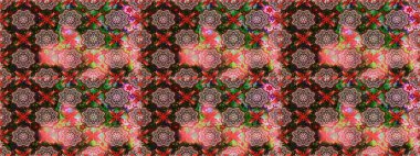 Çiçek arkaplan. Çiçek duvar kâğıdı. Renkli, pürüzsüz desen. Kahverengi ve gri renkli şirin tekstil tarzında. Raster illüstrasyonu.