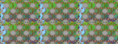 Tekstil için dikişsiz suluboya desen. Şirin çiçekli, desenli, yeşil ve gri renklerde renksiz bir desen. El çizimi çiçek pürüzsüz desen (taş)).