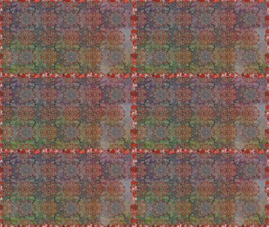 Güzel, parlak, pürüzsüz kumaş, tuval. Raster illüstrasyonu. Çiçek çelengi. Kıvırcık, parlak örgü. Eski moda arka plan. Şablon, pürüzsüz, çiçekli kenar..