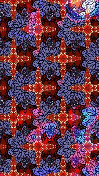 Renkli Bahar Teması eskiz kalıbı. Raster illüstrasyonundaki çiçek desenli çizim. Düz Çiçek Elementleri Tasarımı. Mor renkte çiçekler.