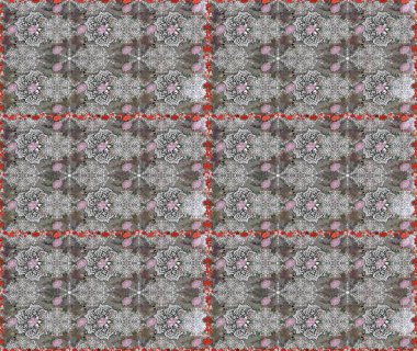 Renkli Yaz Temalı Kusursuz Arkaplan. Raster illüstrasyonunda kusursuz çiçek deseni. Düz Çiçek Elementleri Tasarımı. Gri ve nötr renkte çiçekler.