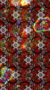 Kahverengi, kırmızı ve siyah renkli şirin çiçek desenleri. Renkli Bahar Teması eskiz kalıbı. Raster Modaya uygun kumaş deseni. Düz Çiçek Elementleri Tasarımı.