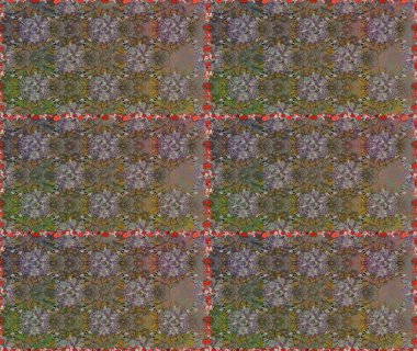 Raster deseni. Kahverengi el çizimi. Sanat, çiçeklere ilham verir ve arka plan bırakır. Karalama çiçekleri kusursuz desen.