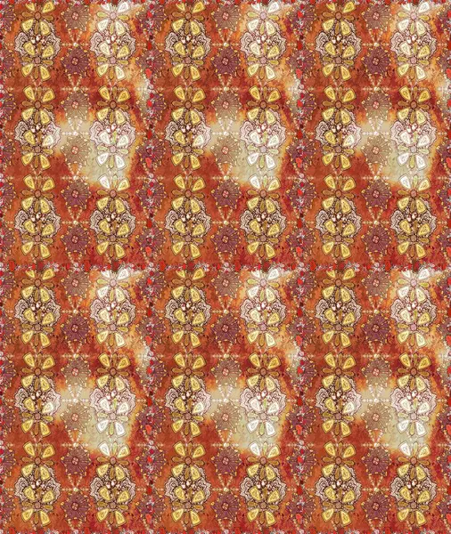 Vadinin çiçekleri kahverengi ve turuncu renklerde. Raster dikişsiz çiçek deseni.