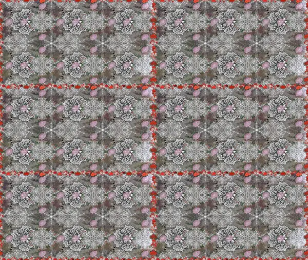 Renkli Yaz Temalı Kusursuz Arkaplan. Raster illüstrasyonunda kusursuz çiçek deseni. Düz Çiçek Elementleri Tasarımı. Gri ve nötr renkte çiçekler.