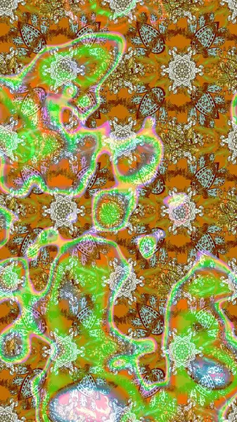 Modern yeşil, kahverengi ve nötr raster arka plan duvar kâğıdı çizgisi, desenli desenli desenli çiçekler, çiçekli süsler. Çiçekli el çizimi çizimi deseni.