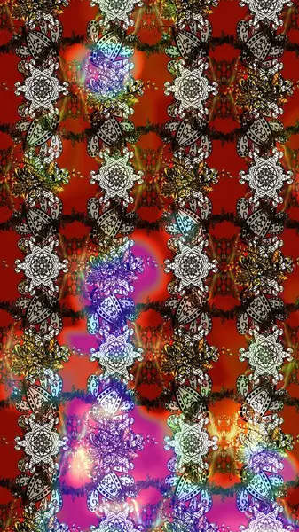 Dallı bahar çiçekleriyle desen, kahverengi, gri ve çiçek siluetiyle kırmızı renkler. Raster deseni.