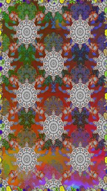 Raster düz çiçekleri pürüzsüz desen. Hediye ambalaj kağıdı, tebrik kartları, posterler ve pankart tasarımı. Kahverengi ve gri renkte çiçekler.