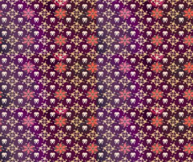 Küçük çiçekte güzel bir desen. Moda baskıları için zarif bir şablon. Motley illüstrasyonu. Mor çiçekli bahar çiçekleri. Küçük renkli çiçekler..