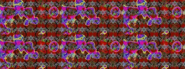 Raster illüstrasyonu. Çiçekler, dallar, bitkiler ve çiçekler. Güzel kumaş deseni. El çizimi.