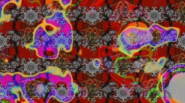 Raster düz çiçek çizim deseni. Gri, kırmızı ve kahverengi renkte çiçekler. Tasarım hediye paketi, tebrik kartları, posterler ve afiş tasarımı.