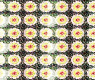 Çiçek duvar kâğıdı. Renkli çizim kalıbı. Çiçek arkaplan. Tarafsız ve sarı renkli şirin tekstil tarzında. Raster illüstrasyonu.