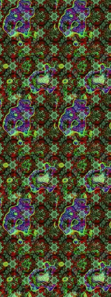 Yeşil, kahverengi ve kırmızı renkler üzerine çiçek desenli çizimler, el yapımı papatyalar, papatyalar. Tekrarlayan çiçek arkaplanı, zarif yeşil, kahverengi ve kırmızı çiçek duvar kağıdı.