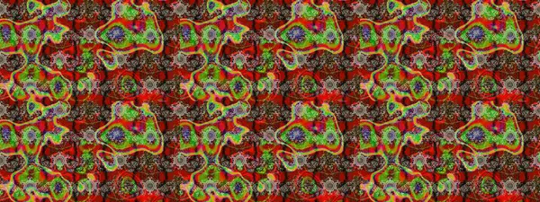 Çiçekler kırmızı, kahverengi ve yeşil renklerde. Raster illüstrasyonu. Çiçek süslemeli çizim deseni.