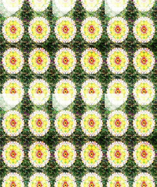 Raster illüstrasyonu. Küçük çiçekteki sevimli çiçek deseni. Yeşil renkte çiçekler.