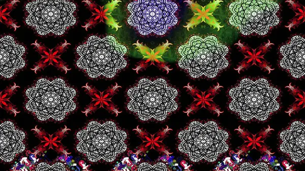 Kızılderili desenli desenli desenli şal deseni. Raster Henna dövme stili. Etnik Mandala süsü. Tekstil, tebrik kartı, boyama kitabı, telefon kılıfı baskısı için kullanılabilir.