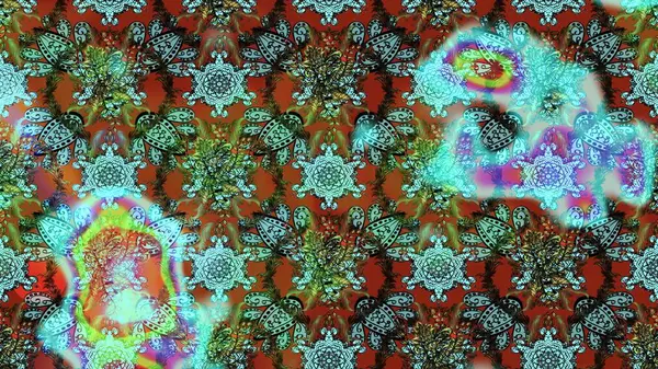 Düz Çiçek Elementleri Tasarımı. Renkli Bahar Teması eskiz kalıbı. Mavi, yeşil ve kahverengi renkte çiçekler. Raster illüstrasyonunda çiçek deseni çizimi.