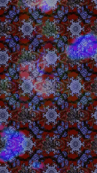 Raster illüstrasyonu. Şirin çiçekli eskiz deseni ve kahverengi, mor ve gri renkli yapraklar, suluboya çiçek deseni, duvar kağıdı, kart veya kumaş için fayanslı.